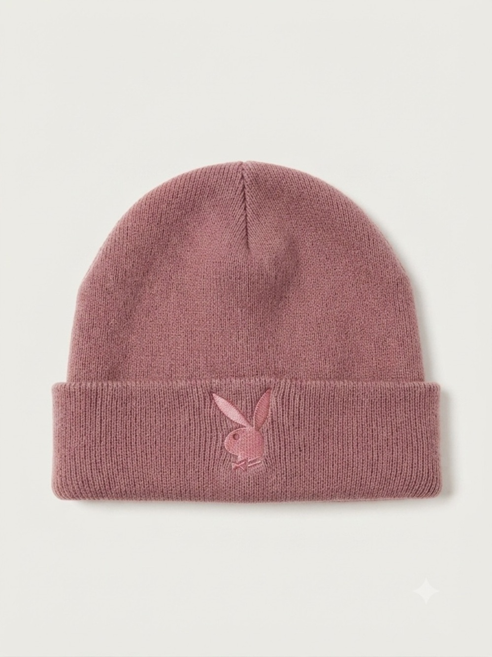 PLAYBOY Pink Embroidered Bunny Cuff Beanie